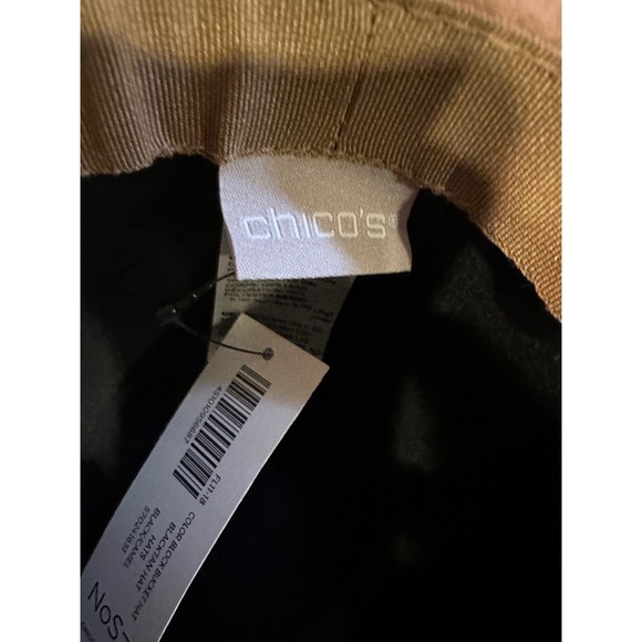 Chicos Womens Wool Colorblock Bucket Hat Black Tan Camel Fedora New 570241651 main image 8
